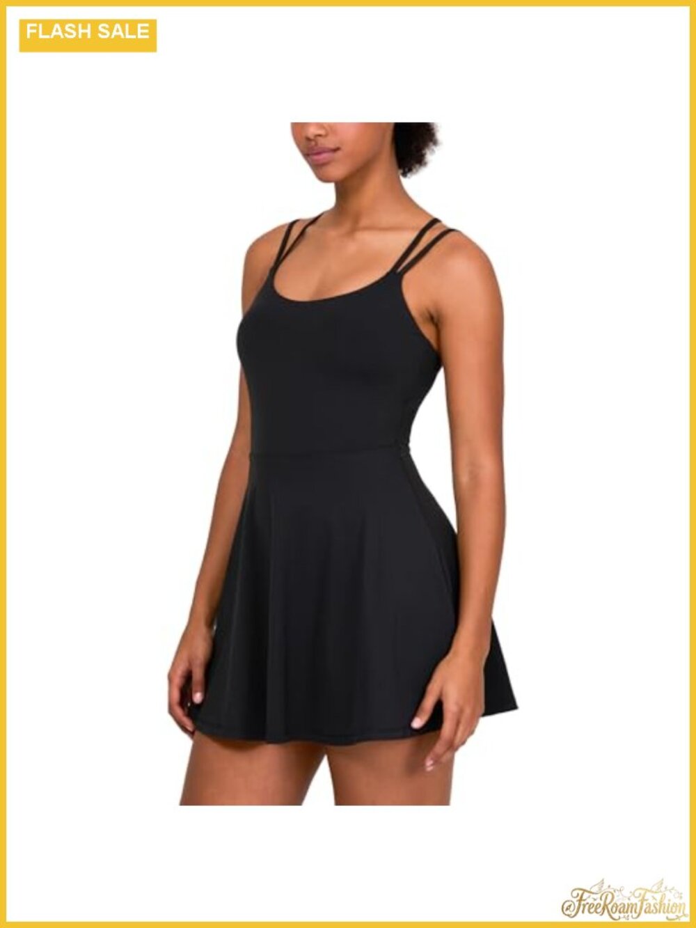 YITTY Women's Strappy Tennis Dress with Built-in Shorts, 4-Way Stretch